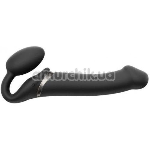 Безременевий страпон із вібрацією Strap-On-Me Vibrating Bendable Strap-On L, чорний - Фото №1