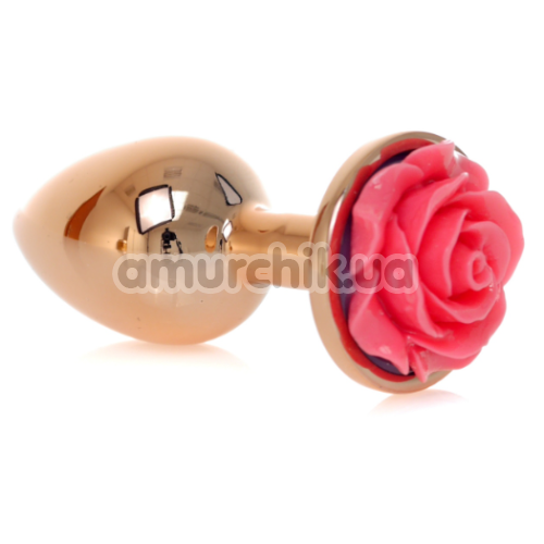 Анальная пробка с розовой розочкой Exclusivity Jewellery Red Gold Rose Plug, золотая - Фото №1
