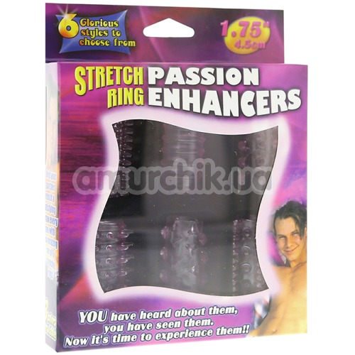 Набор из 6 насадок на пенис Stretch Passion Ring Enhancers, розовый