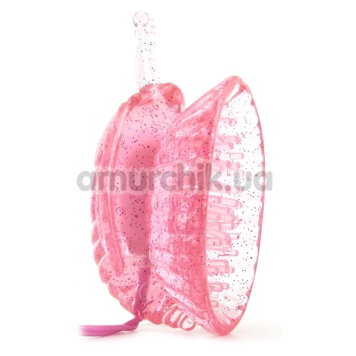 Вакуумная помпа с вибрацией для клитора Butterfly Clitoral Pump, розовая