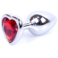 Анальная пробка с красным кристаллом Exclusivity Jewellery Silver Heart Plug, серебряная - Фото №1