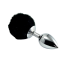 Анальная пробка c черным хвостом Metal Anal Tail Pompon Small, серебряная - Фото №1