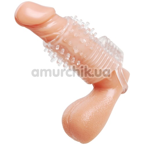 Вибронасадка на пенис Clear Sensations Vibrating Textured Erection Sleeve, прозрачная