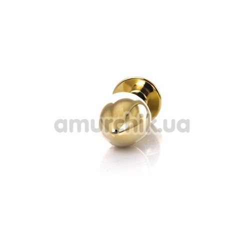 Анальная пробка с прозрачным кристаллом Toyfa Metal 717033-10, золотая