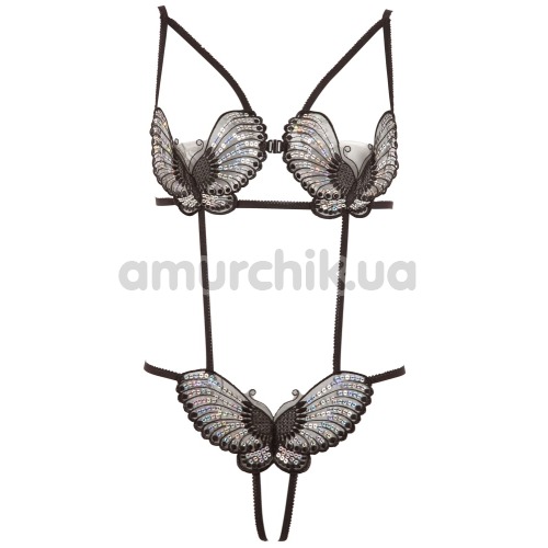 Комплект Schmetterlings Set чорний: бюстгальтер + трусики-стрінги
