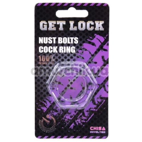 Ерекційне кільце Get Lock Nust Bolts Cock Ring, прозоре