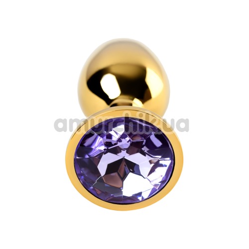 Анальна пробка з фіолетовим кристалом Toyfa Metal 717004, золота