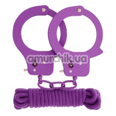 Бондажный набор BondX Metal Handcuffs & Love Rope, фиолетовый - Фото №1