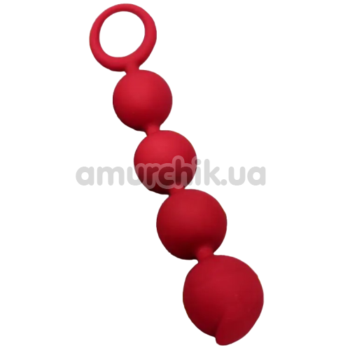 Анальний ланцюжок Loveshop Silicone Four Anal Beads Chain, червоний