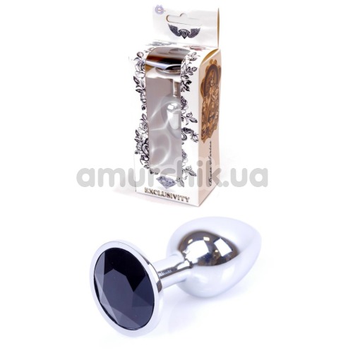 Анальная пробка с черным кристаллом Exclusivity Jewellery Silver Plug, серебряная