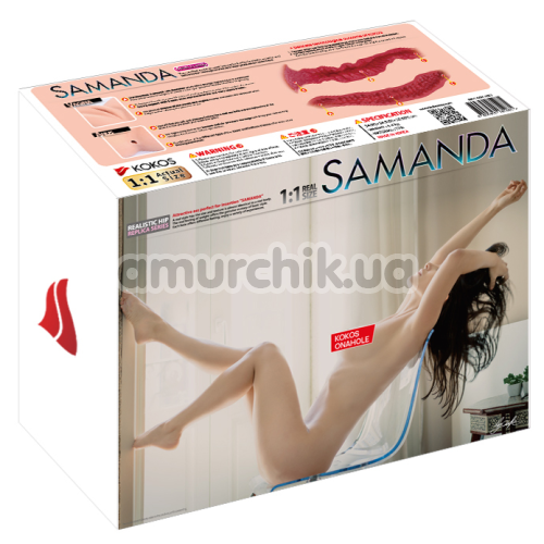Искусственная вагина и анус с вибрацией Kokos Samanda Realistic Hip, телесная