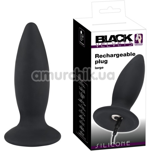 Анальная пробка с вибрацией Black Velvets Rechargeable Plug L, черная