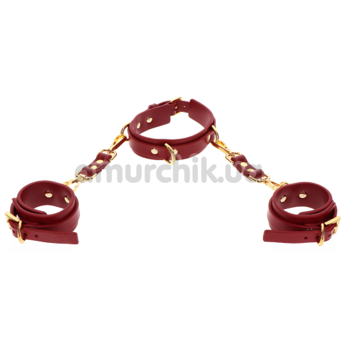 Ошейник с фиксаторами для рук Taboom D-Ring Collar and Wrist Cuffs, красный