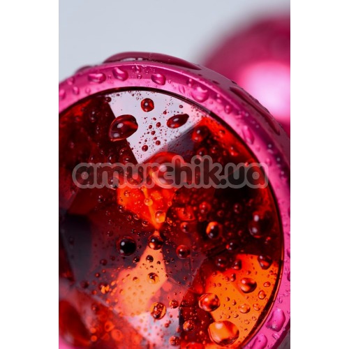 Анальная пробка с красным кристаллом Toyfa Metal 717007-99, розовая
