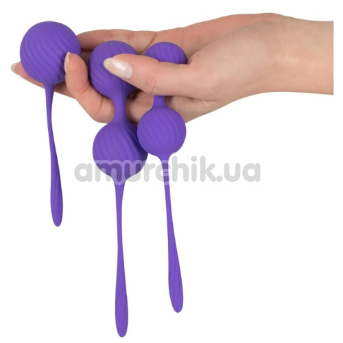 Набор из 3 ребристых вагинальных шариков Sweet Smile 3 Kegel Training Balls ребристые, фиолетовый