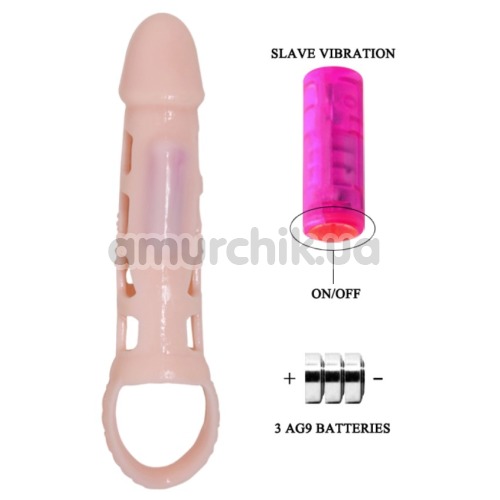 Насадка на пенис с вибрацией Men Extension G-Spot Vibration, телесная