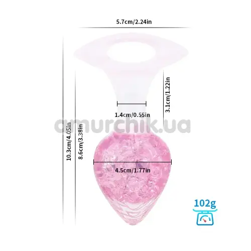 Анальна пробка Liebe Seele Crystal Heart-Shaped Anal Plug Large, рожева