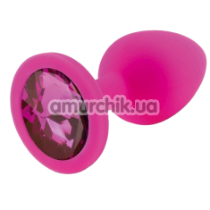 Анальная пробка с розовым кристаллом RelaXxxx Silicone Plug Medium, розовая - Фото №1