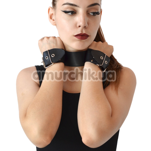 Ошейник с фиксаторами для рук Art of Sex Bondage Collar And Handcuffs, черный