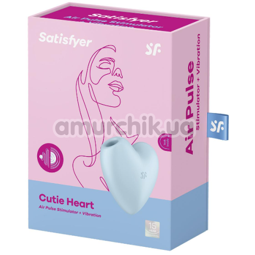 Симулятор орального секса для женщин с вибрацией Satisfyer Cutie Heart, голубой