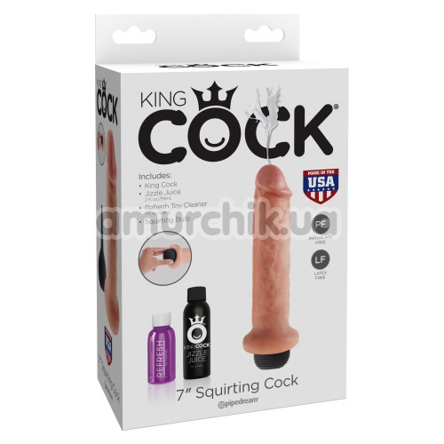 Фаллоимитатор с эякуляцией King Cock 7 Squirting Cock, телесный