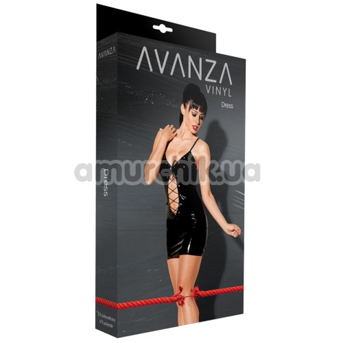 Платье Avanza Vinyl Dress со шнуровкой, чёрное