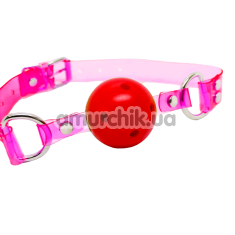 Кляп DS Fetish Neon Ball Gag, рожево-червоний - Фото №1