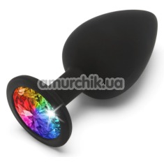 Анальная пробка с радужным кристаллом Anal Play Rainbow Booty Jewel Large, черная - Фото №1