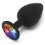 Анальная пробка с радужным кристаллом Anal Play Rainbow Booty Jewel Large, черная - Фото №0