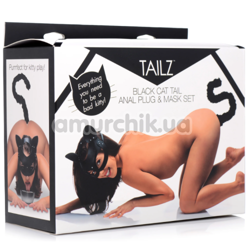 Набор Tailz Black Cat Tail Anal Plug & Mask Set: анальная пробка + маска, черный