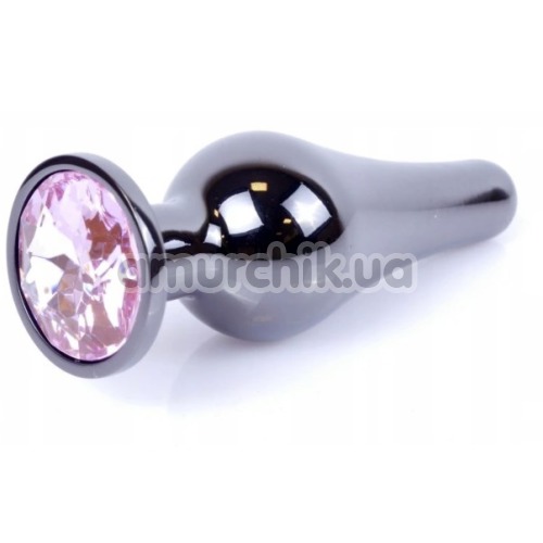 Анальная пробка с розовым кристаллом Boss Series Exclusivity Jewellery Dark Silver Plug, серебряная - Фото №1