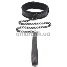 Нашийник з повідцем DS Fetish Collar Lace With Black Leash, чорний - Фото №1