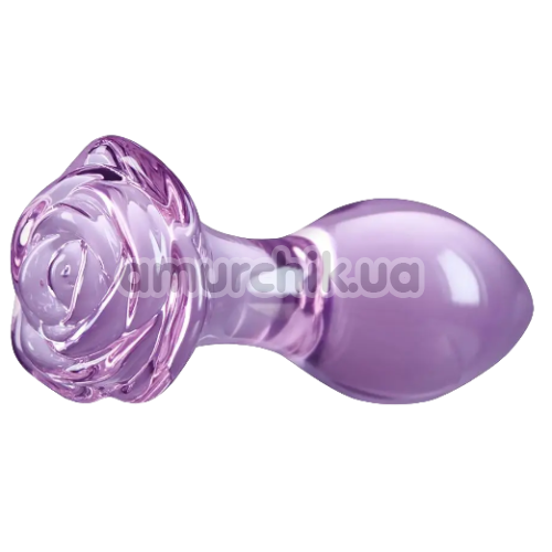 Анальна пробка Crystal Glass Rose, фіолетова