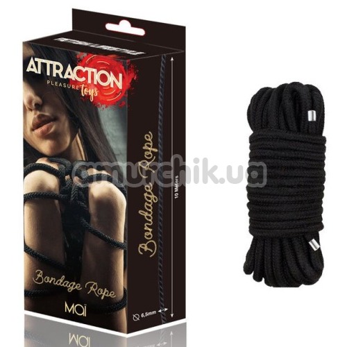 Веревка Mai Attraction Pleasure Toys Bondage Rope 10m, черная