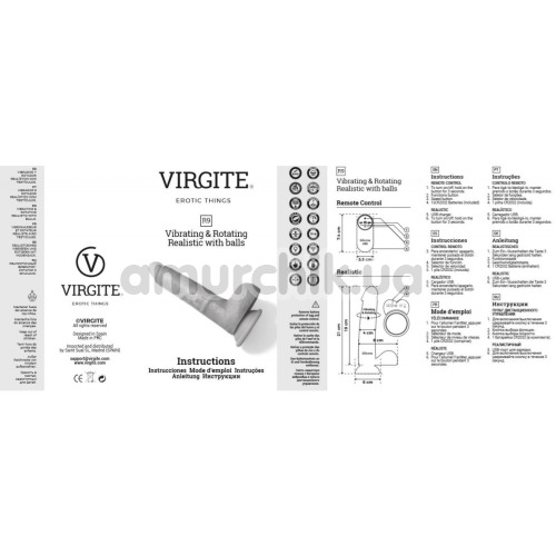 Вібратор з ротацією Virgite Realistics Vibrating & Rotating Realistic With Balls R9, тілесний