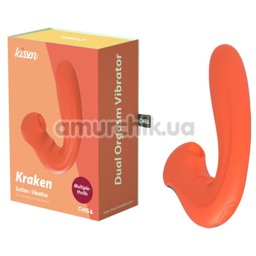 Симулятор орального сексу для жінок з вібрацією Kissen Kraken, помаранчевий