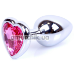 Анальная пробка с розовым кристаллом Exclusivity Jewellery Silver Heart Plug, серебряная - Фото №1