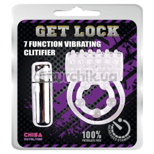 Віброкільце Get Lock 7 Functions Vibration Clitifier, прозоре