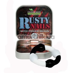 Ерекційне кільце Rusty Nails With Power Beads чорно-біле - Фото №1