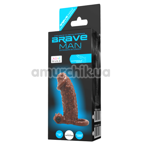 Насадка на пенис с вибрацией Brave Man 016010, коричневая
