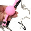 Кляп с зажимами для сосков DS Fetish Locking Gag With Nipple Clamps, розово-черный - Фото №2