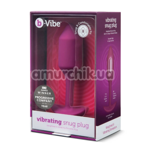 Анальная пробка с вибрацией B-Vibe Vibrating Snug Plug 2, малиновая