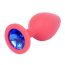 Анальная пробка с синим кристаллом Exclusivity Jewellery Silicon Plug M, светло-розовая - Фото №1
