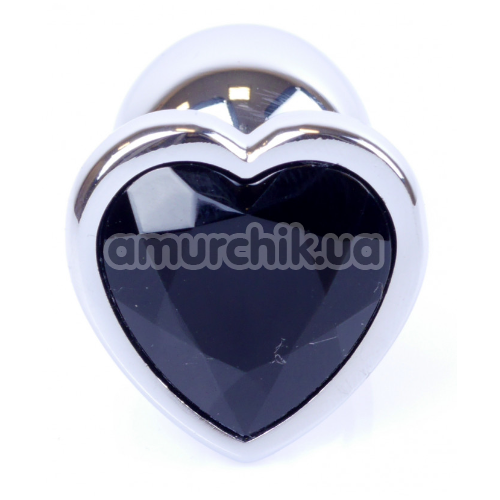Анальна пробка з чорним кристалом Exclusivity Jewellery Silver Heart Plug, срібна