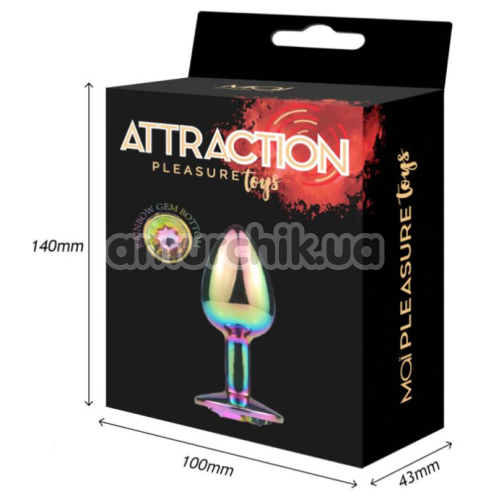 Анальная пробка с радужным кристаллом Mai Attraction Pleasure Toys S №72, радужная