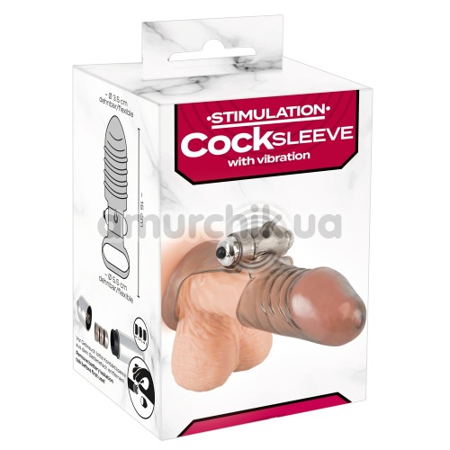 Вібронасадка на пеніс Stimulation Cock Sleeve With Vibration, сіра