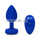 Анальная пробка с вибрацией B-Vibe Vibrating Jewel Plug L/XL, синяя - Фото №1