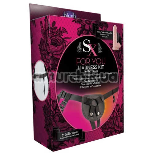 Страпон SX For You Harness Kit With 7 Cock, тілесний