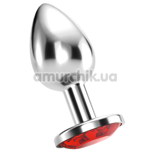 Анальная пробка с красным кристаллом Crushious Bijou S, серебряная