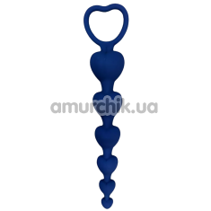 Анальная цепочка Loveshop Silicone Heart Anal Beads, синяя - Фото №1